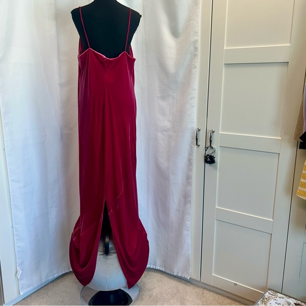 Banana Republic Rita Velvet spaghetti strap Maxi Dress in fuchsia pink Sz XL NWT - Picture 5 of 13